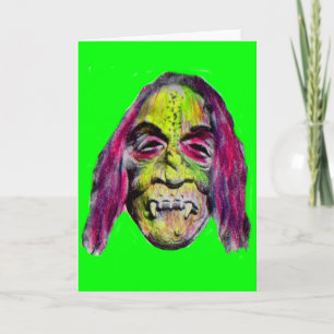 Tarjeta aterrador retrato monstruoso de horror