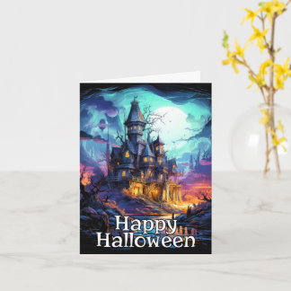 Tarjeta Aterradora Y Atractiva Casa | Feliz Halloween