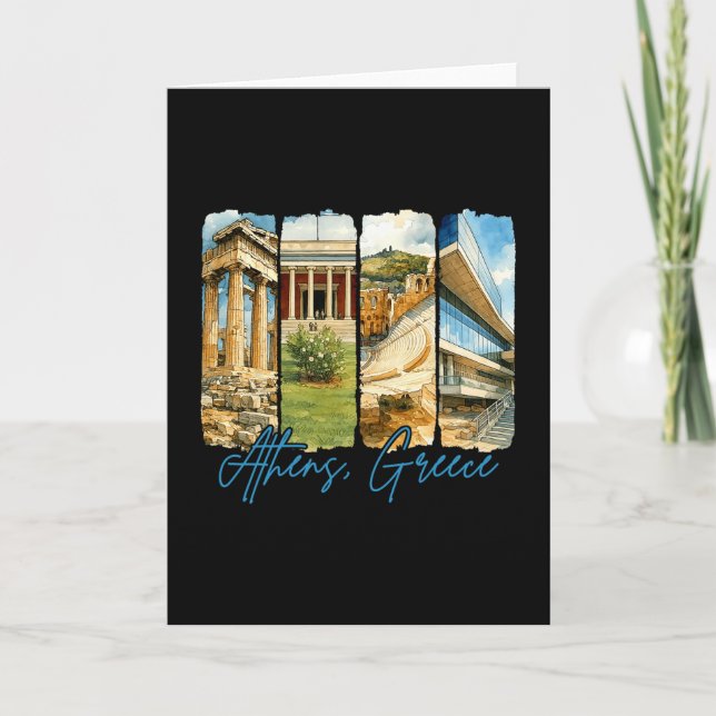 Tarjeta Athens Greece Traveling Trip Brushstroke Souvenir  (Anverso)
