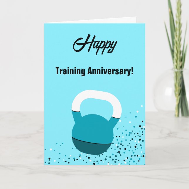 Tarjeta Athlete Kettlebell Happy Training Anniversary (Anverso)