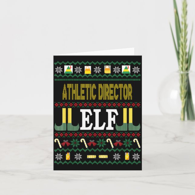 Tarjeta Athletic Director Elf Funny Christmas Gift  (Anverso)