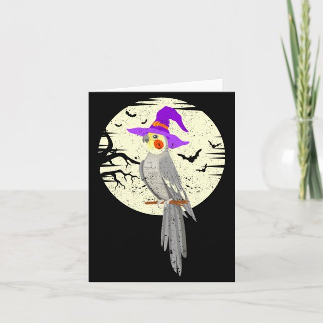 Tarjeta Atiel Bird Witch Hat Funny Halloween Animal Lover  (Anverso)