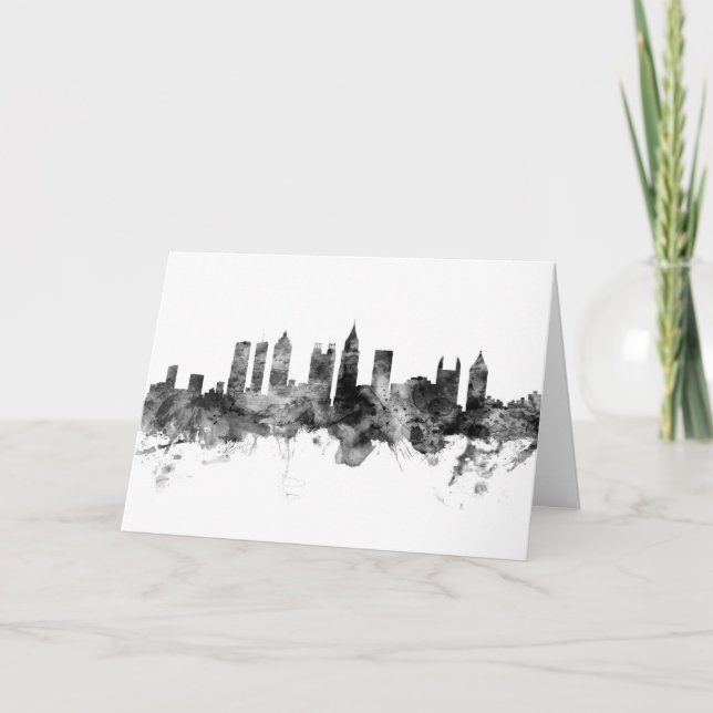 Tarjeta Atlanta Georgia Skyline Black White (Anverso)
