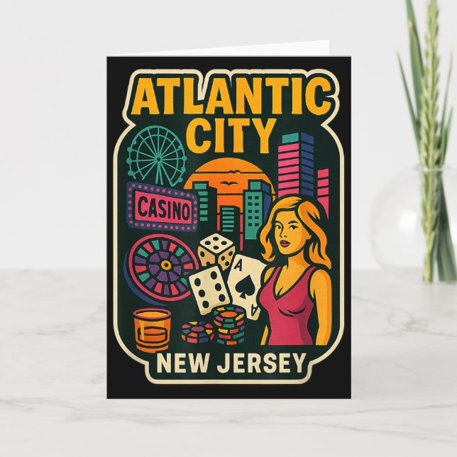 Tarjeta Atlantic City New Jersey Vacation Casino Gaming Ga (Anverso)