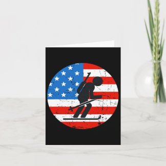 Tarjeta Atleta de Biatlón Bandera Patriótica Americana Sil