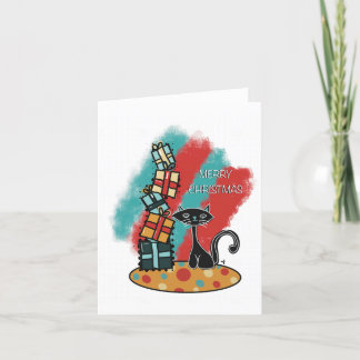 Tarjeta atómica para gato con Navidades presentes