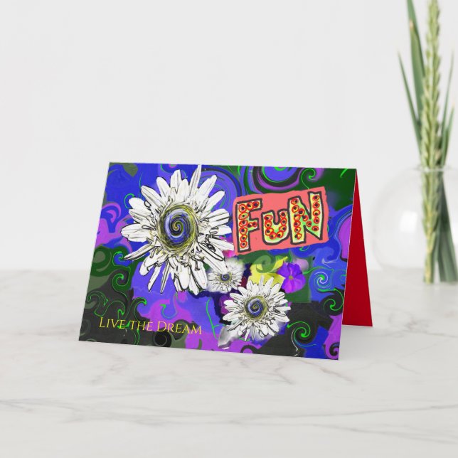 Tarjeta Atracción divertida de flores coloridas (Anverso)