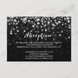 Tarjeta atractiva de la recepción del Glitz negro