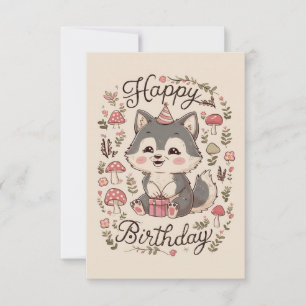 Tarjeta Atractivo cumpleaños digital de pequeños lobos