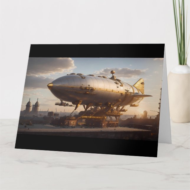 Tarjeta Atrapado Neo-Victorian Steampunk Airship (Anverso)