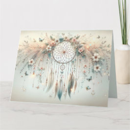 Tarjeta Atrapasueños Floral Mariposa Pastel
