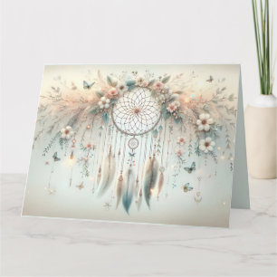 Tarjeta Atrapasueños Floral Mariposa Pastel