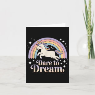 Tarjeta Atrévete a soñar Unicornio Arcoíris Motivación 