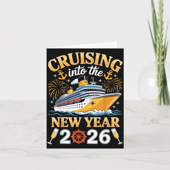 Tarjeta Atuendo para cruzar el año nuevo 2026 en crucero (Anverso)