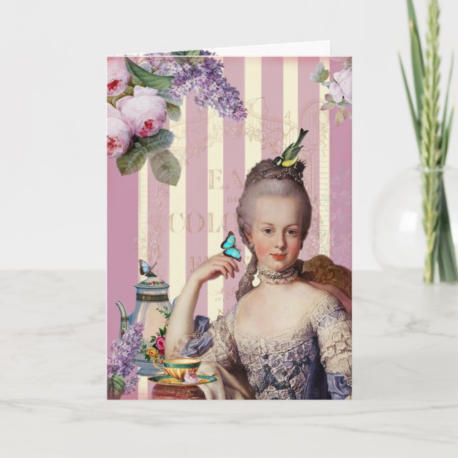 Tarjeta Au Trianon pequeno de Thé - el rosa vierte Vous (Anverso)