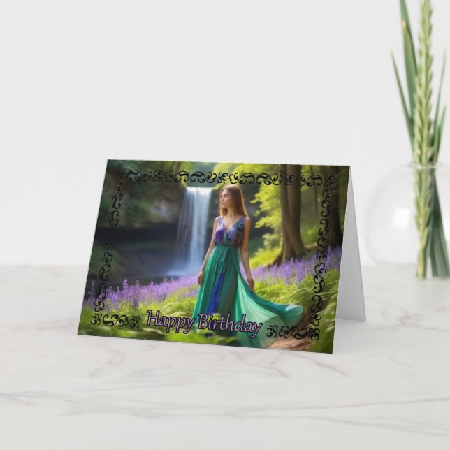 Tarjeta Auburn Beauty Near Waterfall Birday Card (Anverso)