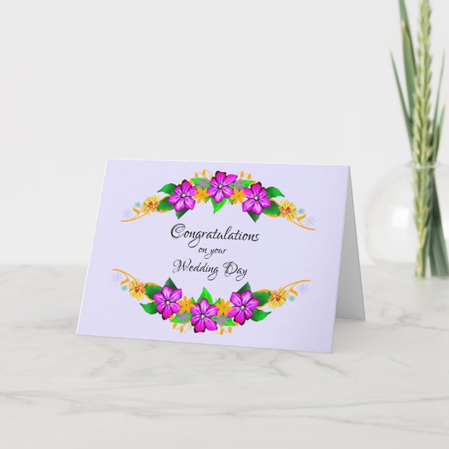 Tarjeta Audaces Felicitaciones Florales por tu día de boda (Anverso)