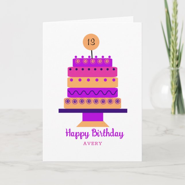 Tarjeta Audaz Pastel Retro Personalizado Cumpleaños Tradic (Anverso)