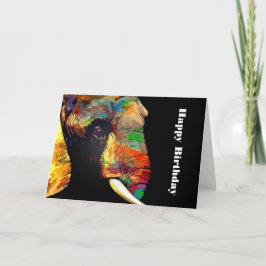Tarjeta Audaz Retrato De Cabeza De Elefante Colorido Cumpl