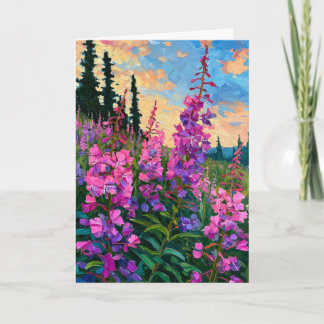 Tarjeta Audaz Vivido Impasto Fireweed Crepúsculo