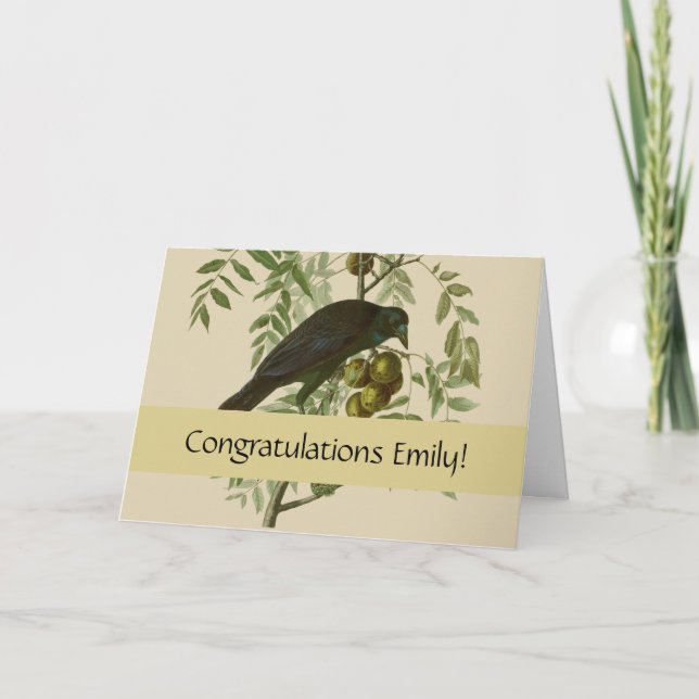 Tarjeta Audubon American Crow Black Bird (Anverso)