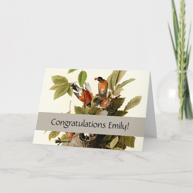 Tarjeta Audubon American Robin Wildlife Bird Ilustracion (Anverso)