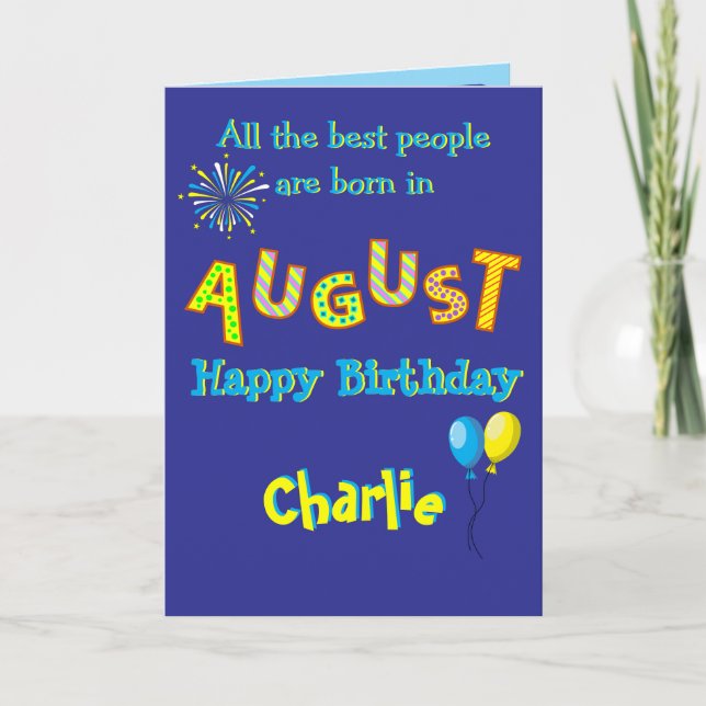 Tarjeta August Birthday Folded Greeting Card (Anverso)