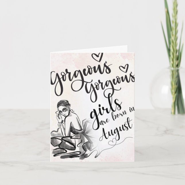 Tarjeta August Born Beauties Happy Birthday Greeting Card (Anverso)