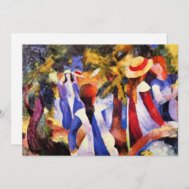 Tarjeta August Macke, Chica en la vegetación, (Anverso / Reverso)