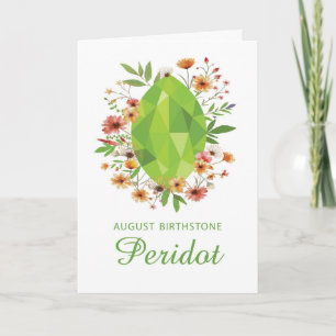 Tarjeta August Peridot Birthstone Birthstone Birdflowers