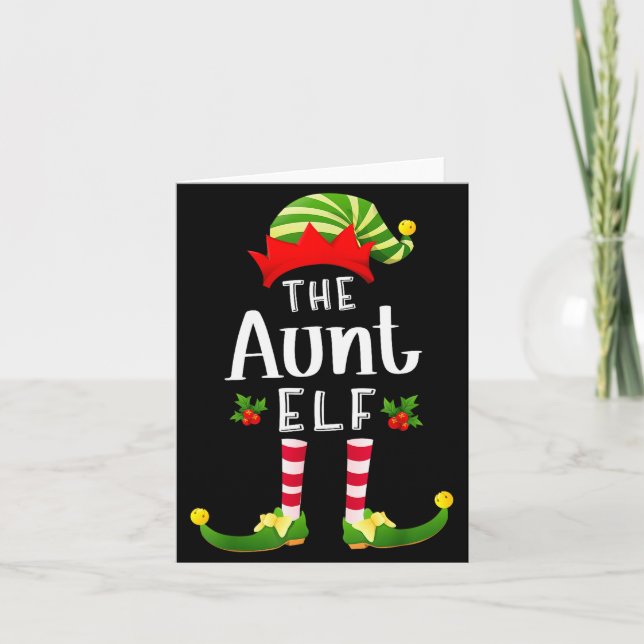 Tarjeta Aunt Christmas Elf Matching Pajama X-mas Party  (Anverso)