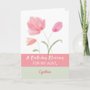 Tarjeta Aunt Custom Name Religious Birthday Blessing Pink