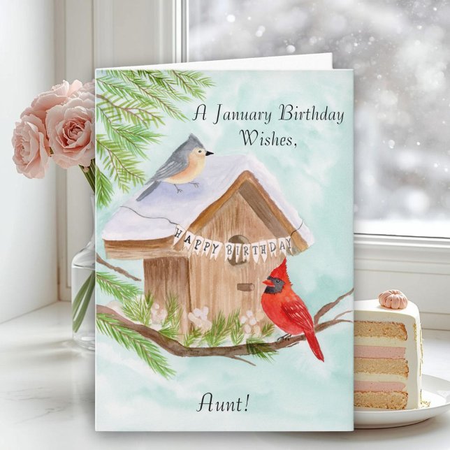 Tarjeta Aunt Happy January Birthday Birds (Subido por el creador)