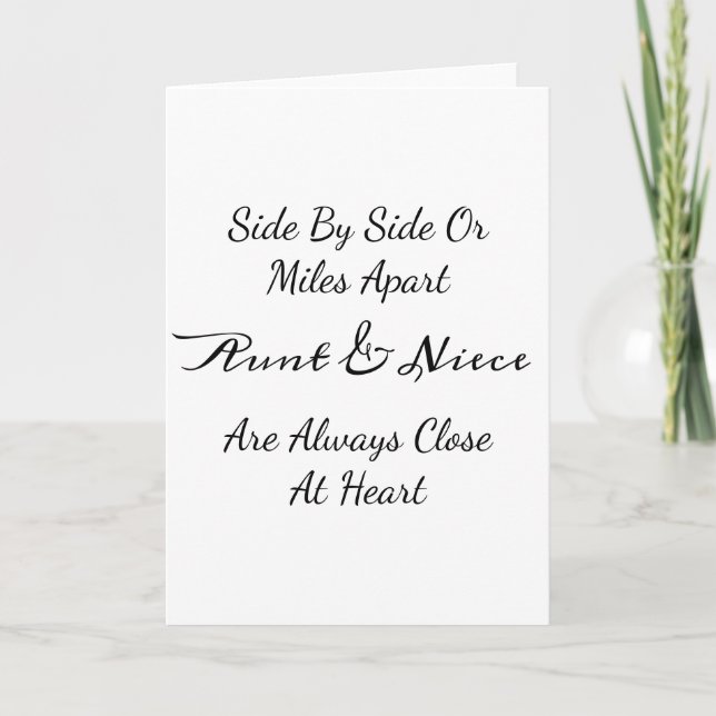 Tarjeta Aunt & Niece Quote – Side By Side or Miles Apart (Anverso)