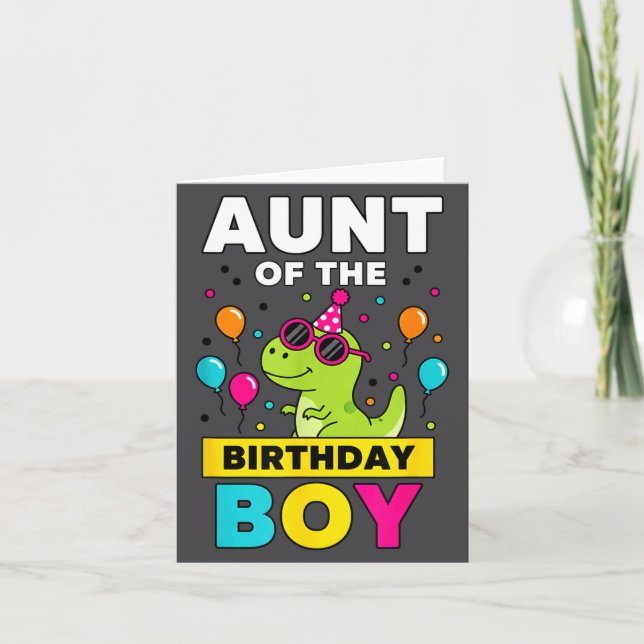 Tarjeta Aunt Of The Birthday Boy Dinosaur Party  (Anverso)