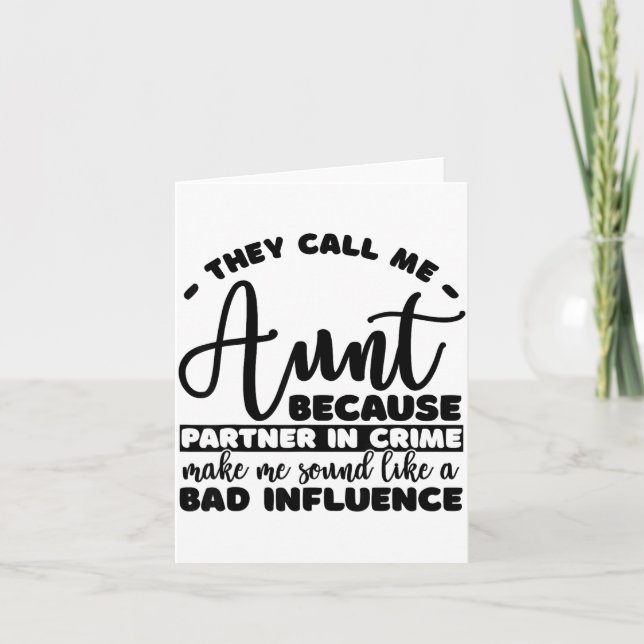 Tarjeta Aunt Partner In Crime Shirt Aunt Tee Shirts Sarcas (Anverso)