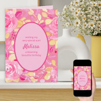 Aunt Pink Yellow Personalized Floral Birday
