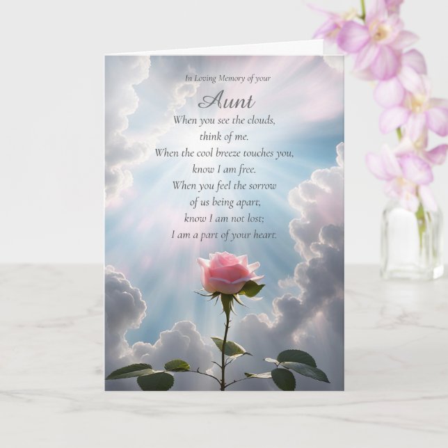 Tarjeta Aunt Sympathy Memorial Loss of with Pink Rose (Orquídea)