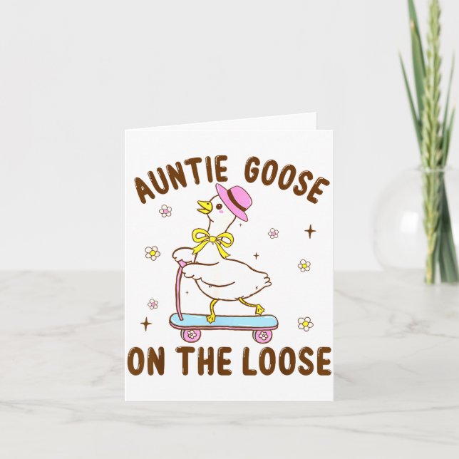 Tarjeta Auntie Goose On The Loose Funny Birthday Matching  (Anverso)