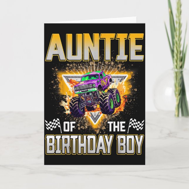 Tarjeta Auntie Of The Birthday Boy Monster Truck Birthday  (Anverso)