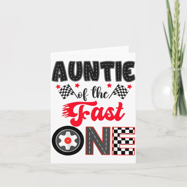 Tarjeta Auntie Of The Fast One Car Racing Dad 1st Birthday (Anverso)