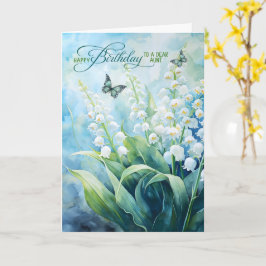 Tarjeta Aunt's Birthday Lily of the Valley with Butterfly