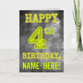 Tarjeta Aura Brillante Espeluznante "FELIZ CUMPLEAÑOS 4"