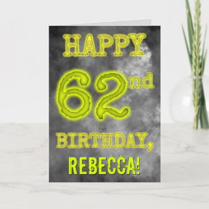 Tarjeta Aura Brillante Espeluznante "FELIZ CUMPLEAÑOS 62"