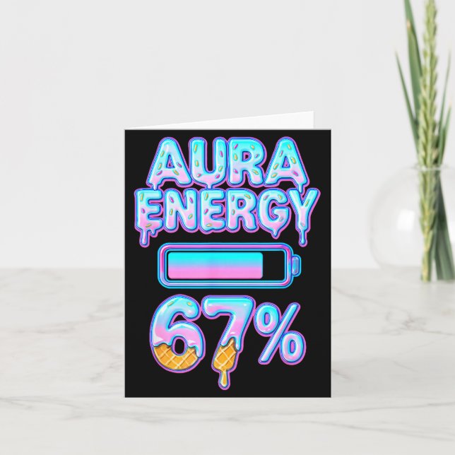 Tarjeta Aura Energy 67 Meme Helado Goteo 6 7 Divertido Sei (Anverso)