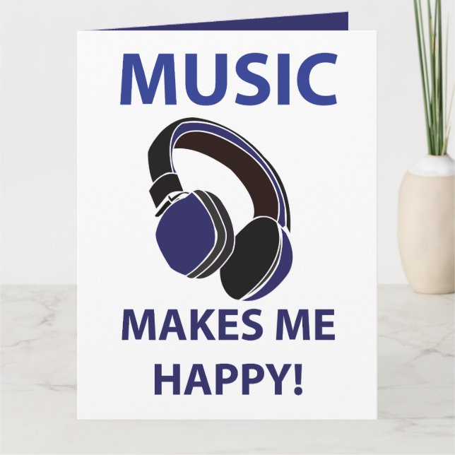 Tarjeta Auriculares de Música La Música Me Hace Feliz (Anverso)