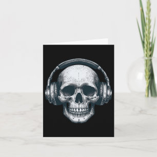 Tarjeta Auriculares Dj Calavera Esqueleto Músico Espeluzna