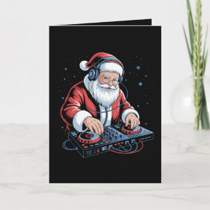 Tarjeta Auriculares DJ Santa Navidad Tornamesa Xmas