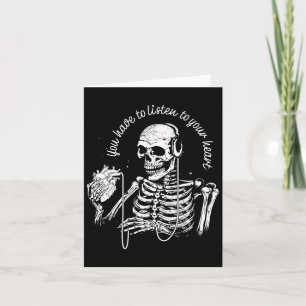 Tarjeta Auriculares Skeleton Corazón Música Gótica Hallowe