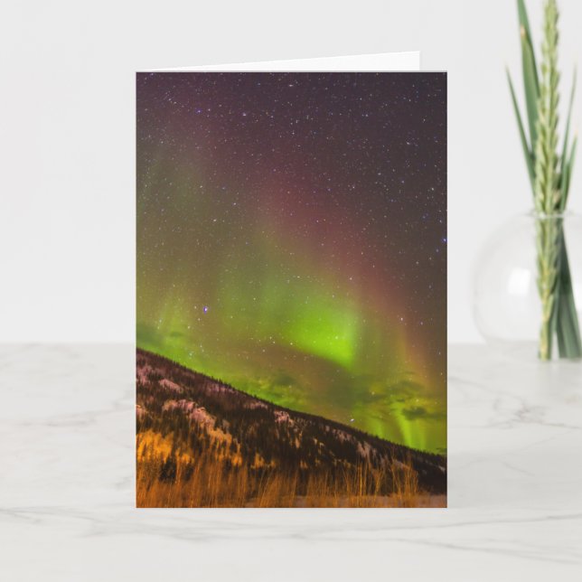 Tarjeta Aurora Borealis | Montañas Fairbanks Alaska (Anverso)